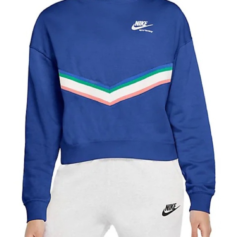 Nike Womens Blue Sweatshirt with Multicolor Chevron